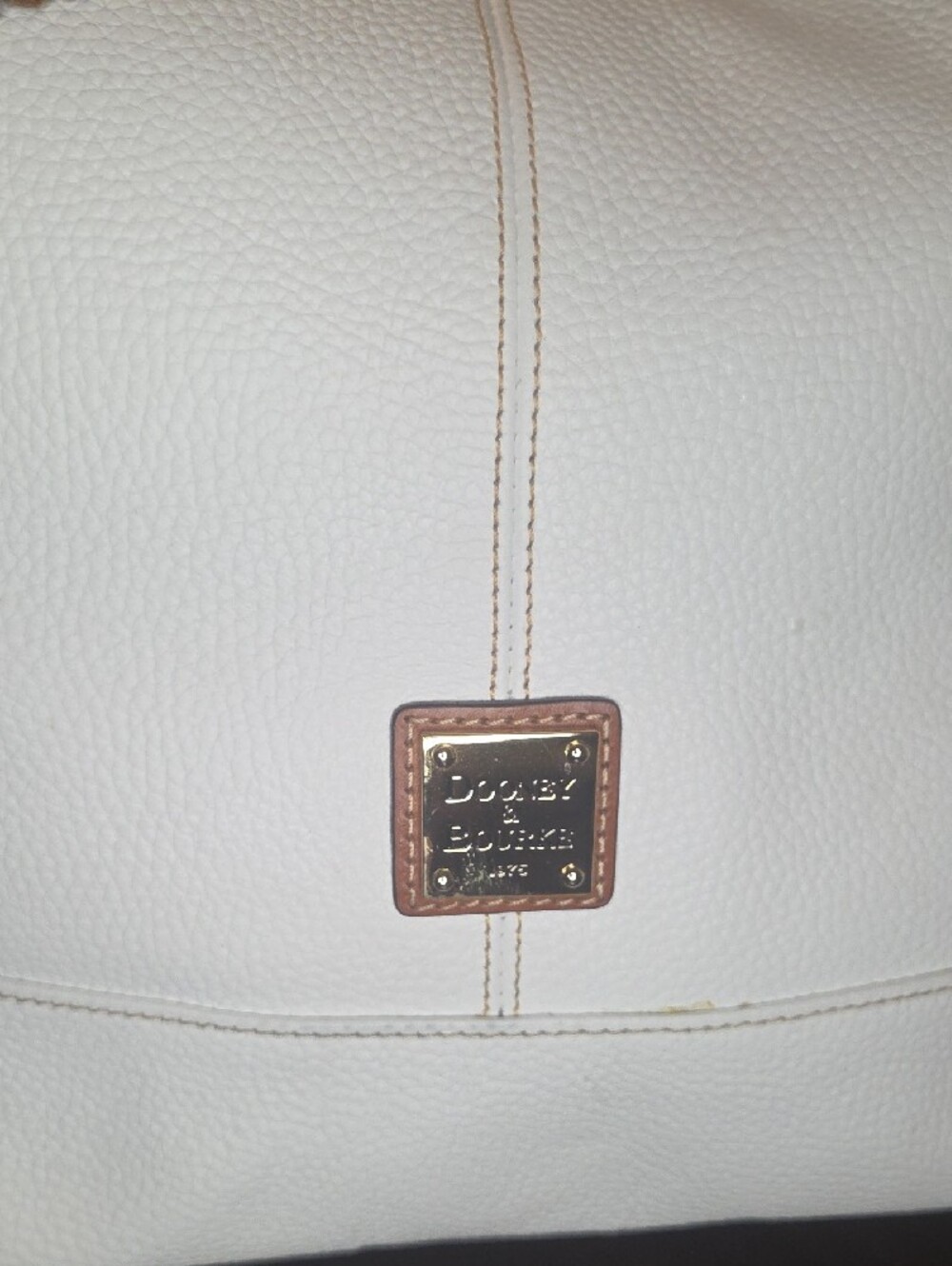 Sale! NWOT Dooney & Bourke White Pebble Leather Shoulder Bag with Brown strap. - Picture 3 of 13